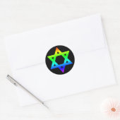Regenbogen-Davidstern Runder Aufkleber (Umschlag)