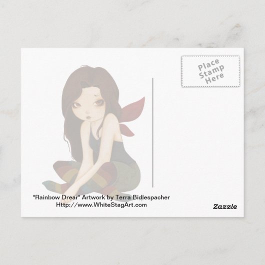 Regenbogen Deck - traurige Fee Postkarte (Rückseite)