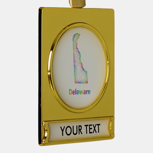 Regenbogen-Delaware-Karte Banner-Ornament Gold (Rechts)