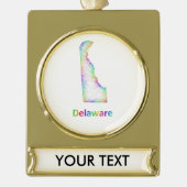 Regenbogen-Delaware-Karte Banner-Ornament Gold (Vorderseite)