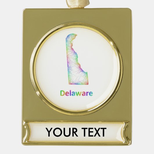 Regenbogen-Delaware-Karte Banner-Ornament Gold (Vorderseite)