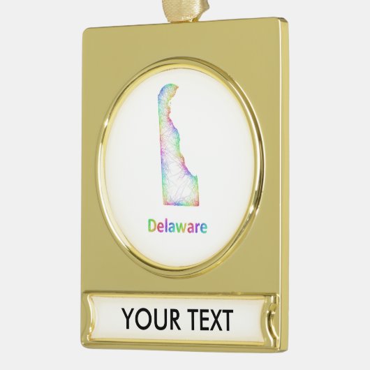Regenbogen-Delaware-Karte Banner-Ornament Gold (Links)