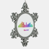 Regenbogen-Denver-Skyline Schneeflocken Zinn-Ornament (Links)