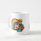 Regenbogen der 1980er mit Aquarius Man mit Wasserv Kaffeetasse (Vorderseite Links)
