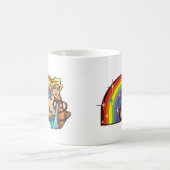 Regenbogen der 1980er mit Aquarius Man mit Wasserv Kaffeetasse (Mittel)