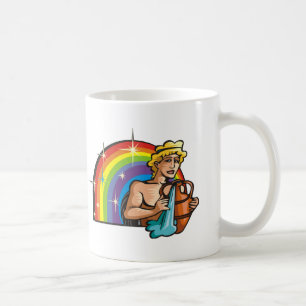 Regenbogen der 1980er mit Aquarius Man mit Wasserv Kaffeetasse