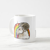 Regenbogen der 1980er mit Aries Ram Kaffeetasse (Vorderseite Links)
