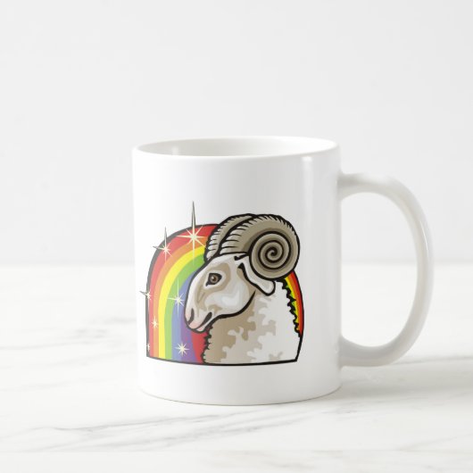 Regenbogen der 1980er mit Aries Ram Kaffeetasse (Rechts)