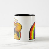 Regenbogen der 1980er mit Capricorn-Ziege Zweifarbige Tasse (Mittel)