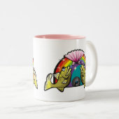 Regenbogen der 1980er mit Fischen Zweifarbige Tasse (VorderseiteRechts)