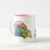 Regenbogen der 1980er mit Fischen Zweifarbige Tasse (Vorderseite Links)