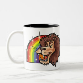 Regenbogen der 1980er mit Leo Lion Zweifarbige Tasse