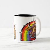 Regenbogen der 1980er mit Taurus Bull Zweifarbige Tasse (VorderseiteRechts)