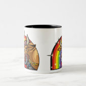 Regenbogen der 1980er mit Taurus Bull Zweifarbige Tasse (Mittel)