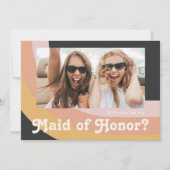 Regenbogen der 70er Jahre | Dunkle Trauzeugin-Kart Einladung (Vorderseite)