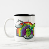 Regenbogen der 80er Jahre mit Libra-Skalen Zweifarbige Tasse (Links)