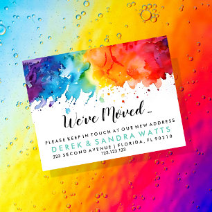 Regenbogen der Farbe Adressänderung wir sind umgez Flyer