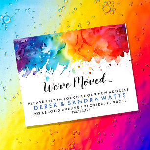 Regenbogen der Farbe Adressänderung wir sind umgez Flyer