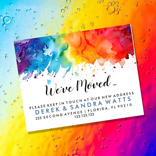 Regenbogen der Farbe Adressänderung wir sind umgez Flyer