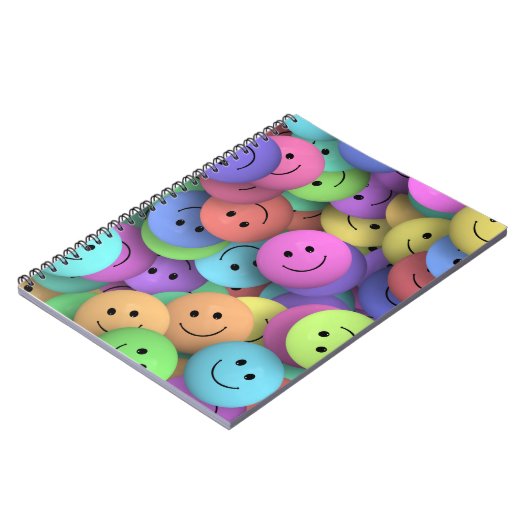 Regenbogen der farbenfrohen glücklichen Gesichter Notizblock (Linke Seite)