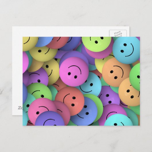 Regenbogen der farbenfrohen glücklichen Gesichter Postkarte (Vorne/Hinten)