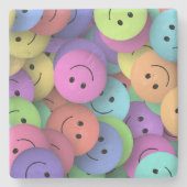 Regenbogen der farbenfrohen glücklichen Gesichter Steinuntersetzer (Vorderseite)