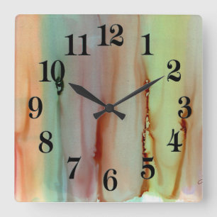 Regenbogen der Farbquadratischen Wanduhr