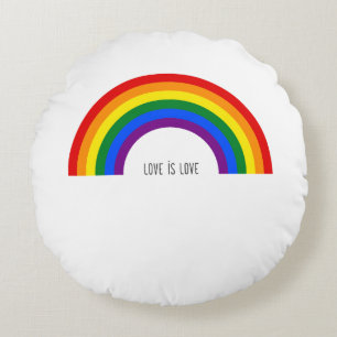 Regenbogen der Gay Pride. Liebe ist Liebe. Rundes Kissen