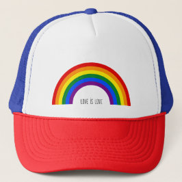 Regenbogen der Gay Pride. Liebe ist Liebe. Truckerkappe