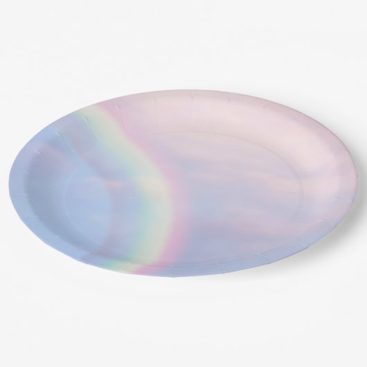 Regenbogen der Hoffnung - pastellfarben, Pappteller (Schrägansicht)