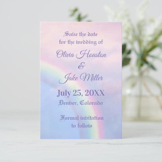 Regenbogen der Hoffnung - pastellfarben, Save The Date (Stehend Vorderseite)