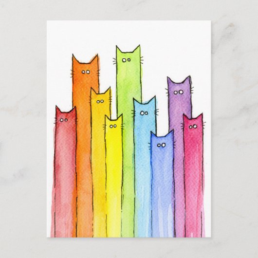 Regenbogen der Katzen Funny Postcard Postkarte (Vorderseite)