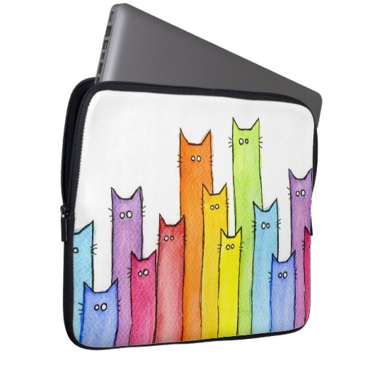 Regenbogen der Katzen-Laptop-Hülse Laptopschutzhülle (Vorne Rechts)