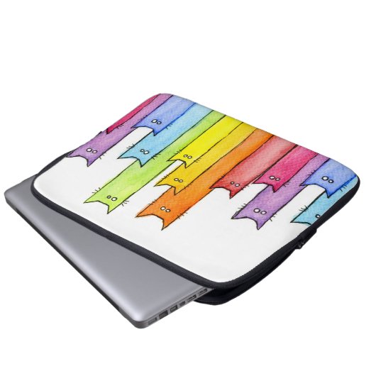 Regenbogen der Katzen-Laptop-Hülse Laptopschutzhülle (Vorne Knopf)