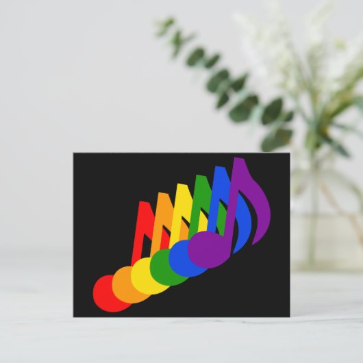 Regenbogen der Musical Notes Graphic Postkarte (Stehend Vorderseite)