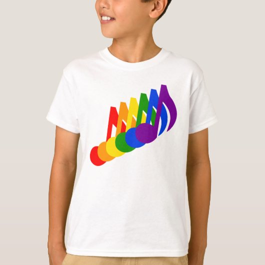 Regenbogen der musikalischen Anmerkungen T-Shirt (Vorderseite)