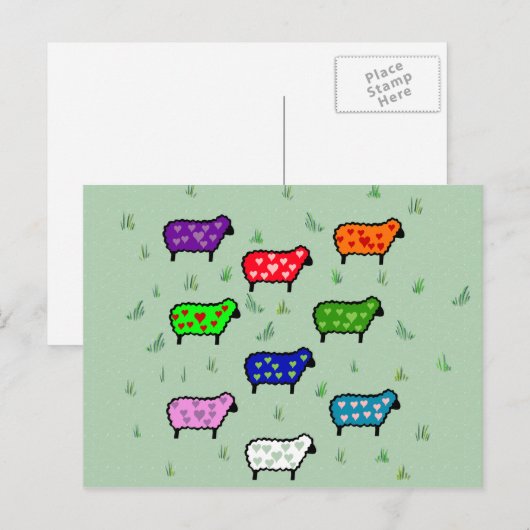 Regenbogen der Schafe Postkarte (Vorne/Hinten)