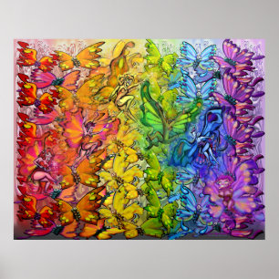 Regenbogen der Schmetterlinge Fee Poster