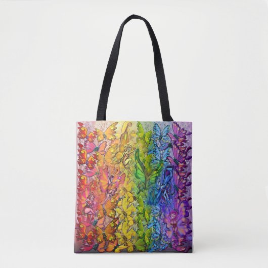 Regenbogen der Schmetterlinge und Fee Tote Beutel Tasche (Vorderseite)