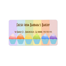 Regenbogen des Cupcakes-Etiketts Adressaufkleber