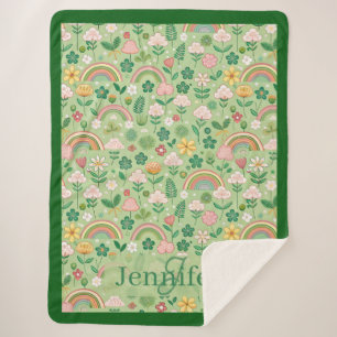 Regenbogen des irischen Glücks Shamrock Kleeblatt Sherpadecke