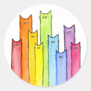 Regenbogen des Katzen-Aufklebers Runder Aufkleber