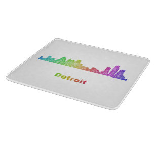 Regenbogen-Detroit-Skyline Schneidebrett
