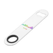 Regenbogen-Detroit-Skyline Speedflaschenöffner (Rückseite Schrägansicht)