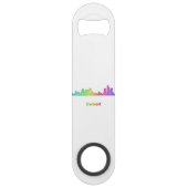 Regenbogen-Detroit-Skyline Speedflaschenöffner (Vorderseite)