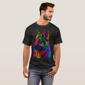Regenbogen Deutscher Schäferhund Designer T-Shirt (Vorne ganz)