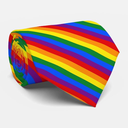 Regenbogen-Diagonale Stripes Krawatte (Gerollt)