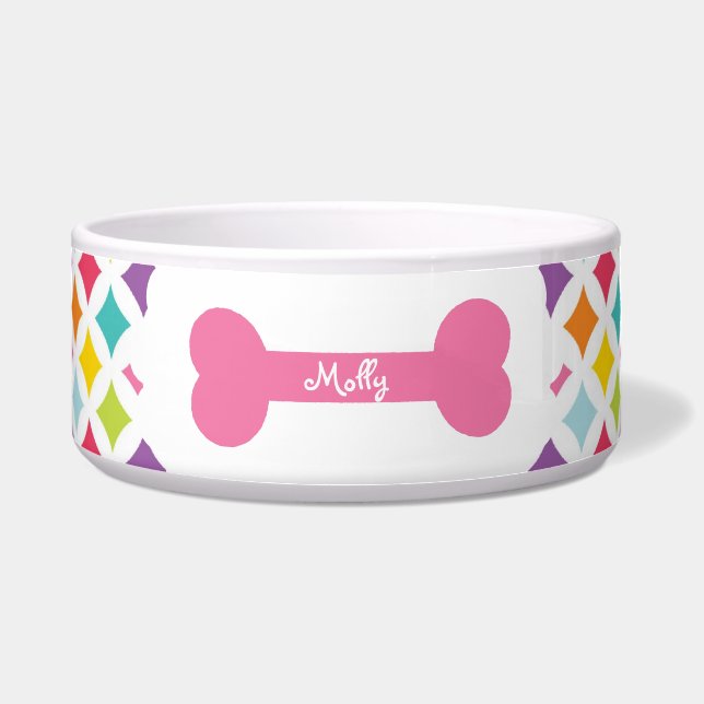 Regenbogen-Diamant-Druck personalisiert Napf (Vorderseite)
