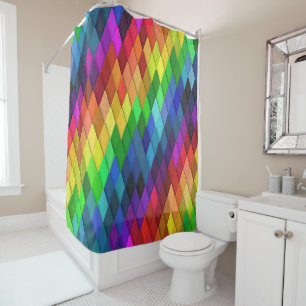 Regenbogen-Diamant-Geometrisches Muster Duschvorhang