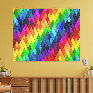 Regenbogen-Diamant-Geometrisches Muster Leinwanddruck